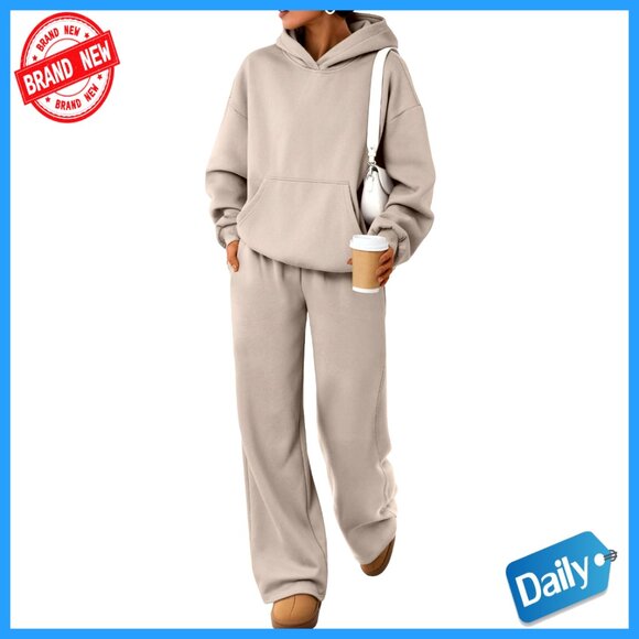 Pants - Oversized Hoodie Sweatsuit Set Wide Leg Pants Lounge Travel Activewear